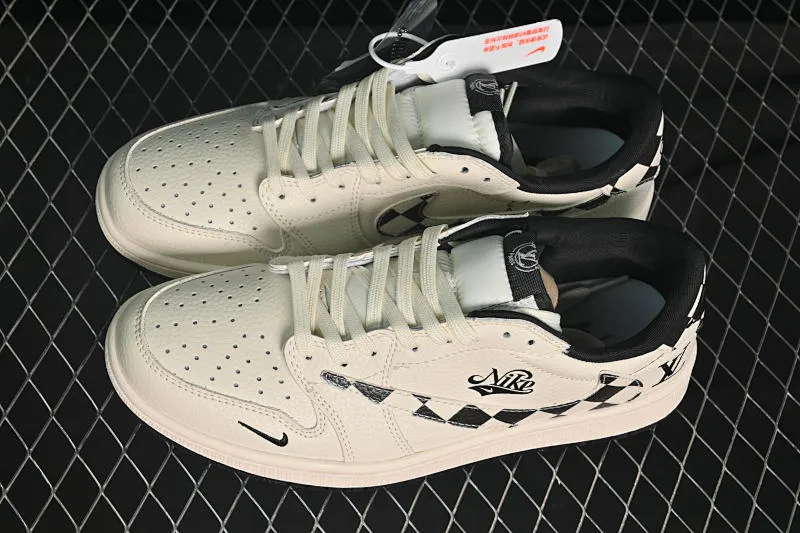 All categories Air Jordan Jordan series basketball shoes Air Jordan 1 Low High-end customized low-top sneakers Travis Scott x Fragment Design x Air Jordan 1 Low OG SP AJ1 Joe 1 LV joint name White and black two small hooks Low-top cultural and casual sneakers LD2028-040